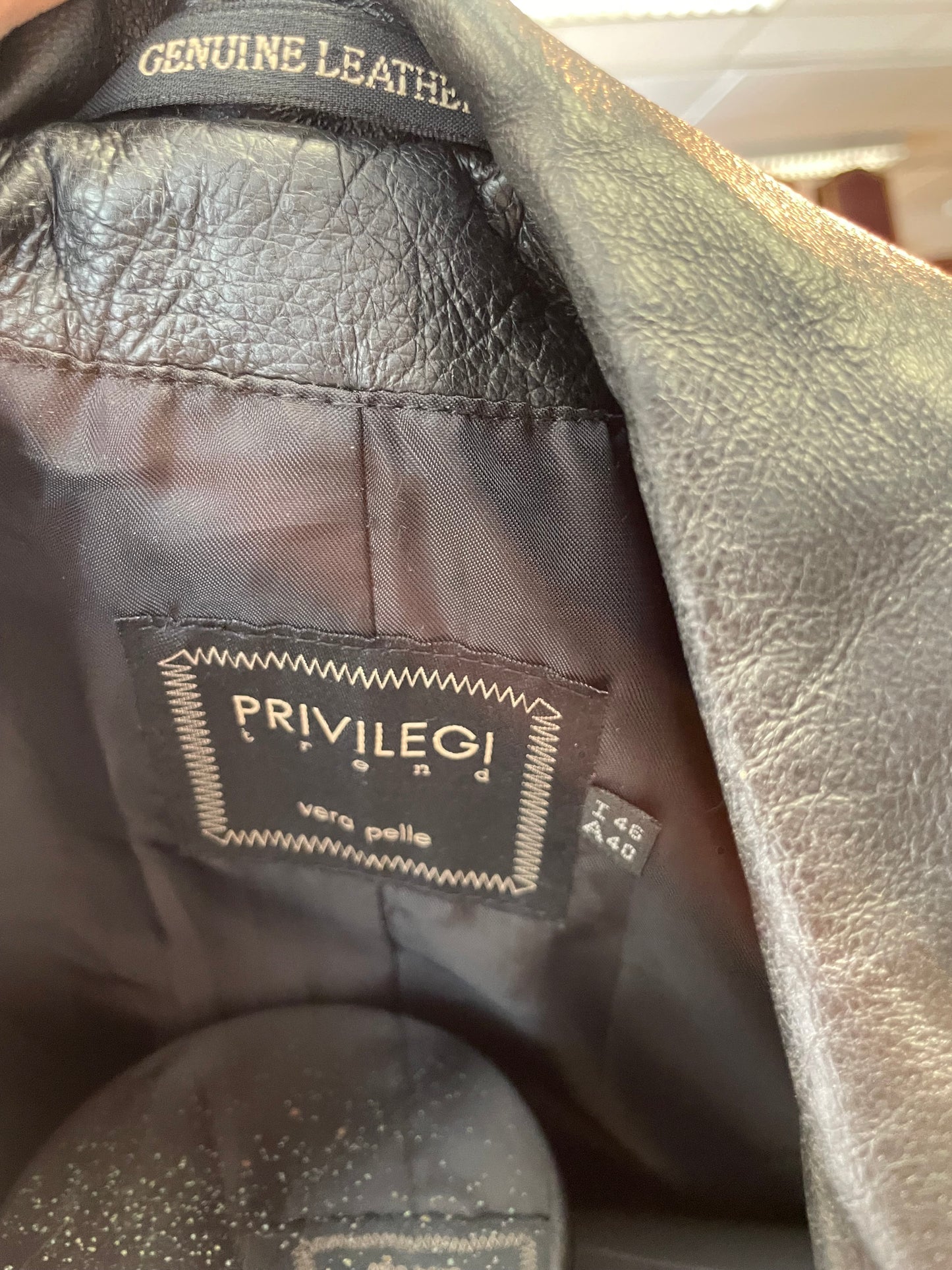♻️ svart Vintage skinnjakke fra Privilegi strl 40