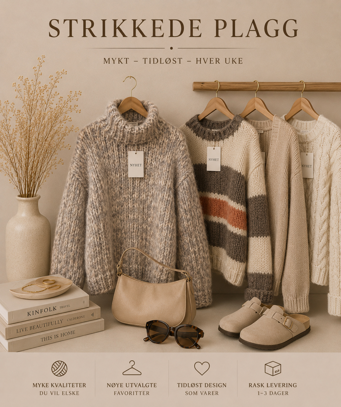 Håndstrikk – laget lokalt
Mohair · Alpakka · Ull