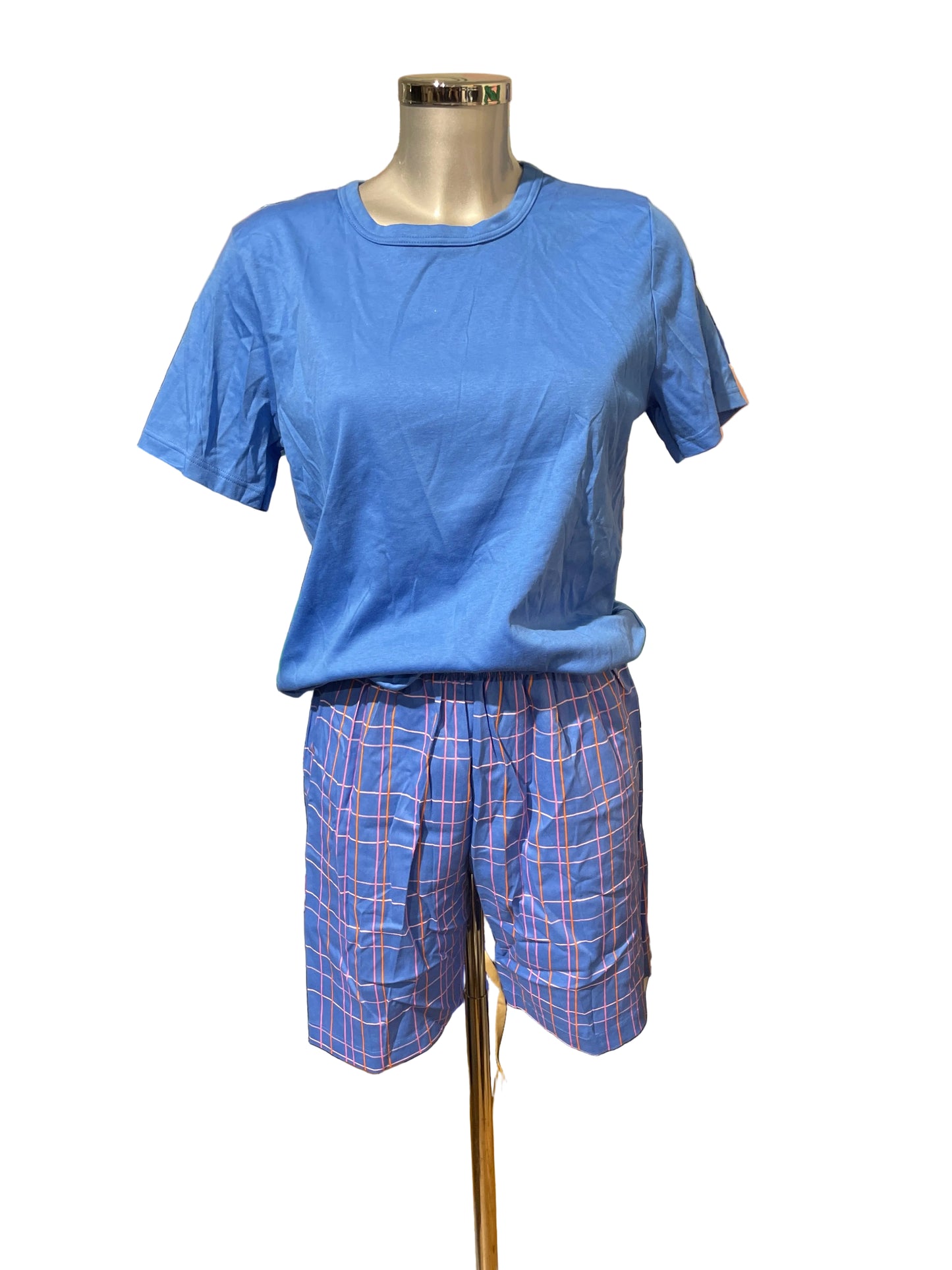 🆕 pysjamas i to deler i 100% bomull! shorts og T-skjorte blå, str xs. Nytt fra nedlagt butikk!