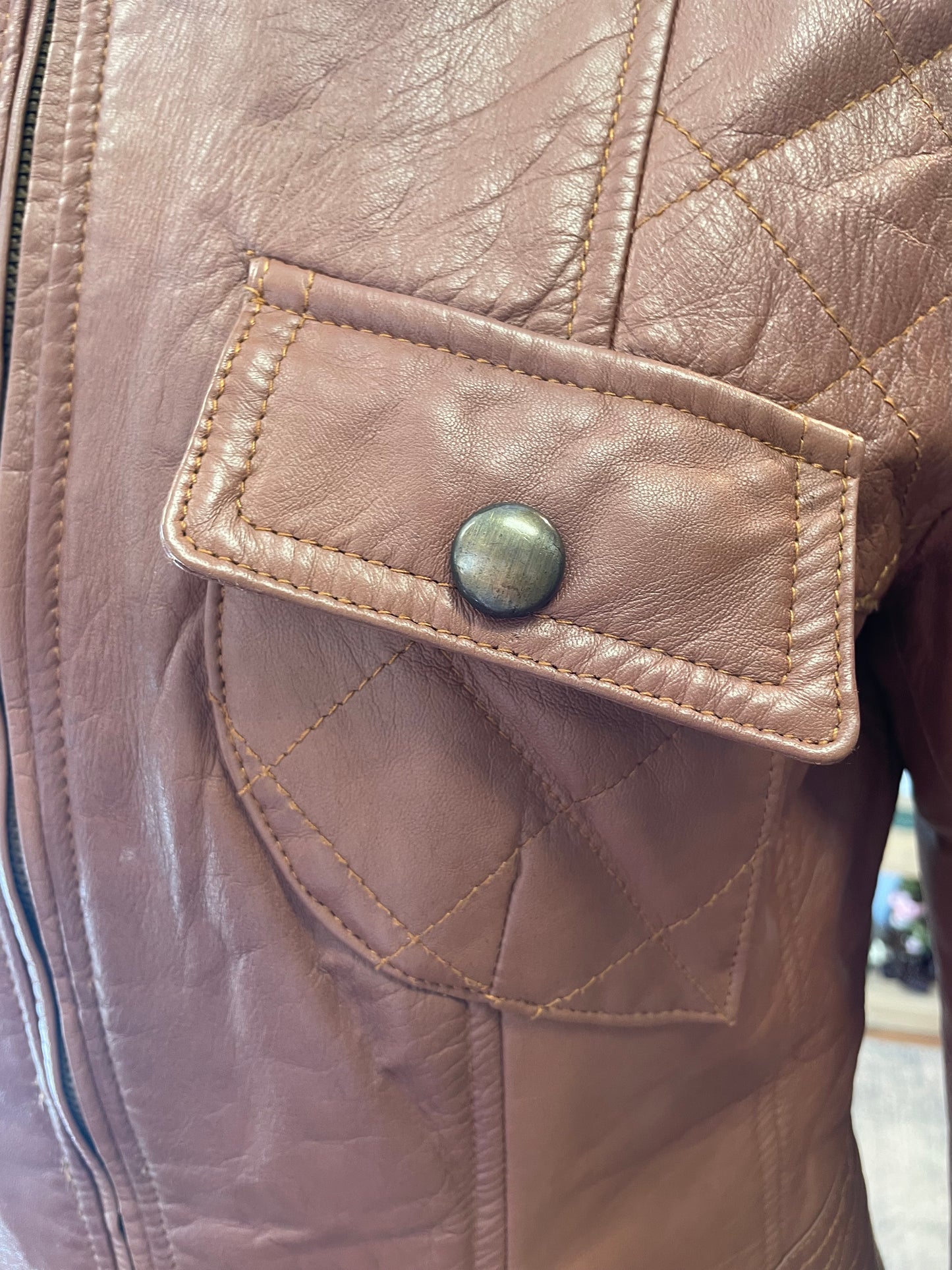 ♻️Brun Italiensk skinnjakke strl XL(liten i strl) fra Glam Vera Pelle