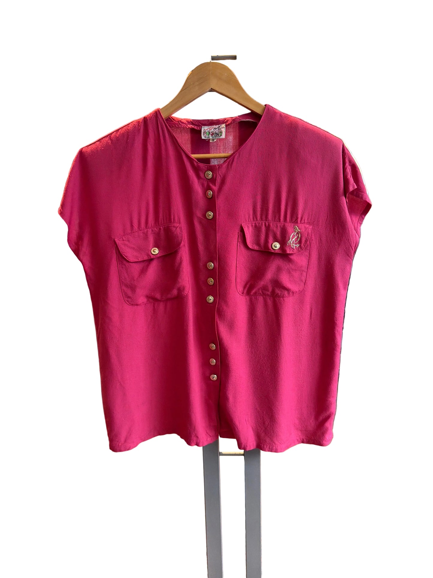 ♻️Vinrage rosa bluse med puffermer- tilstand: fin, ingen hull nupper eller flekker