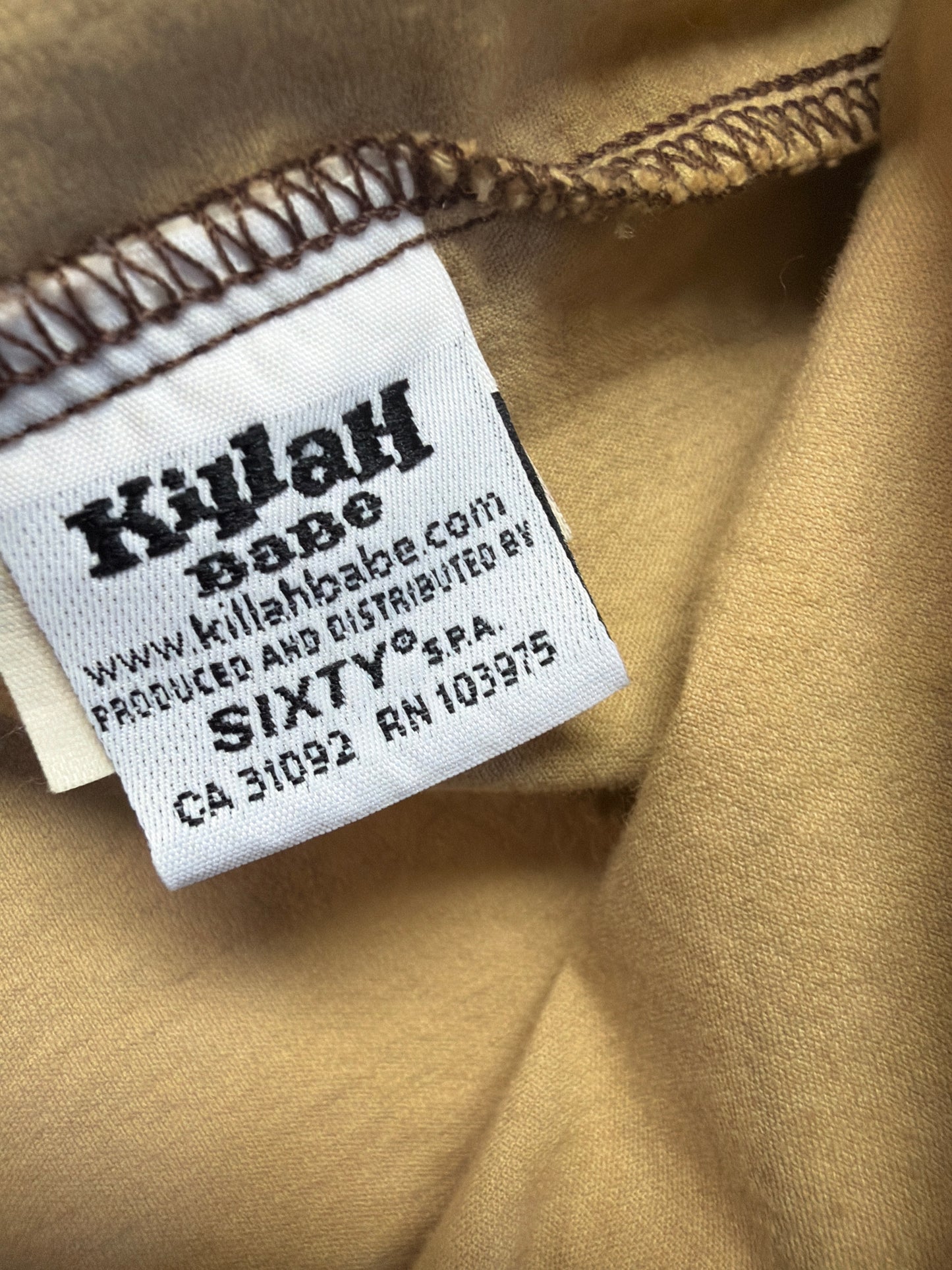 🆕 Killah Babe skjorte i beige/brun. Strl L. Ny med tag på men vintage. 2000 talls Y2K