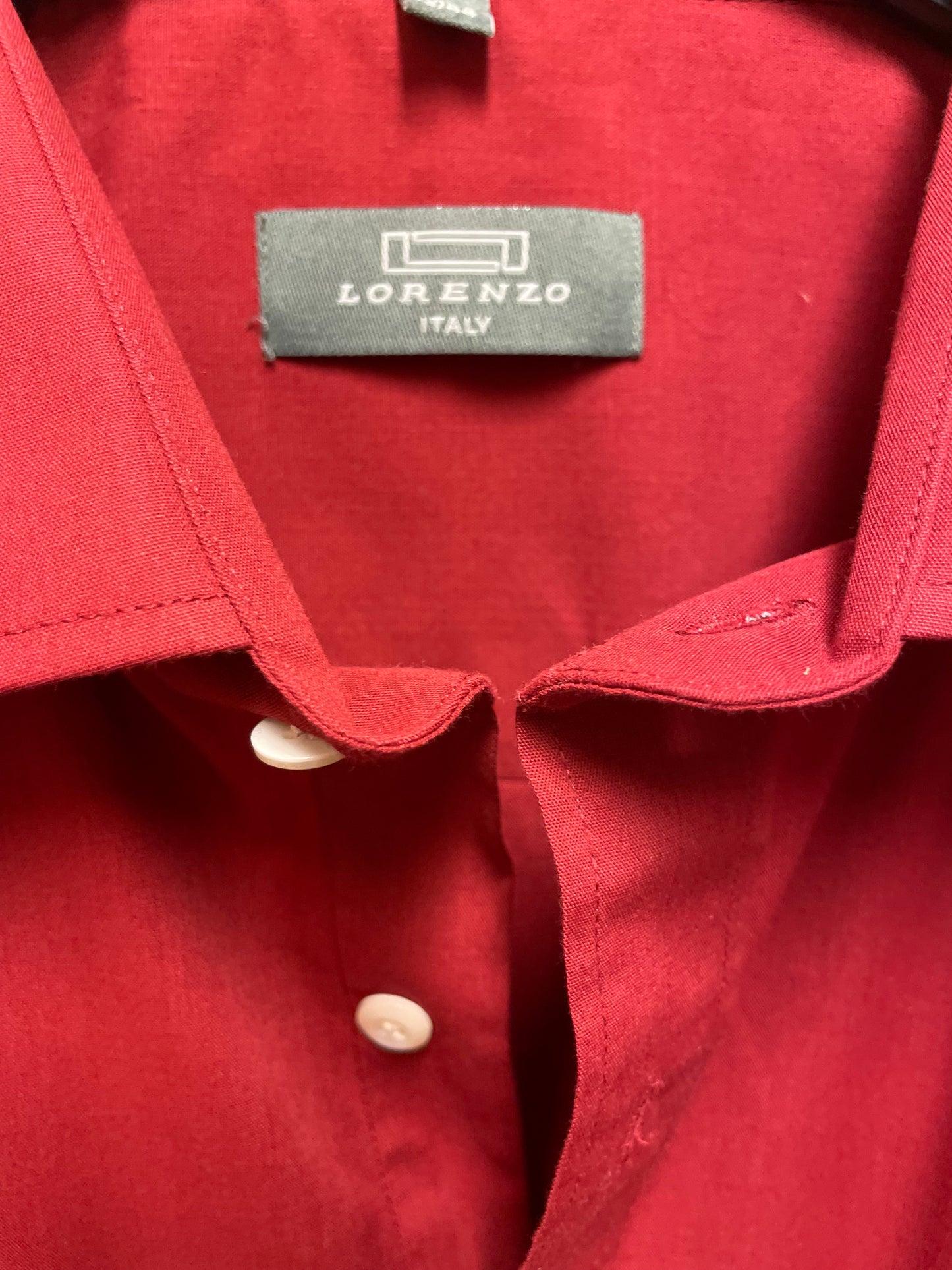 🆕rød herreskjorte str L og XL fra Lorenzo 60% bomull