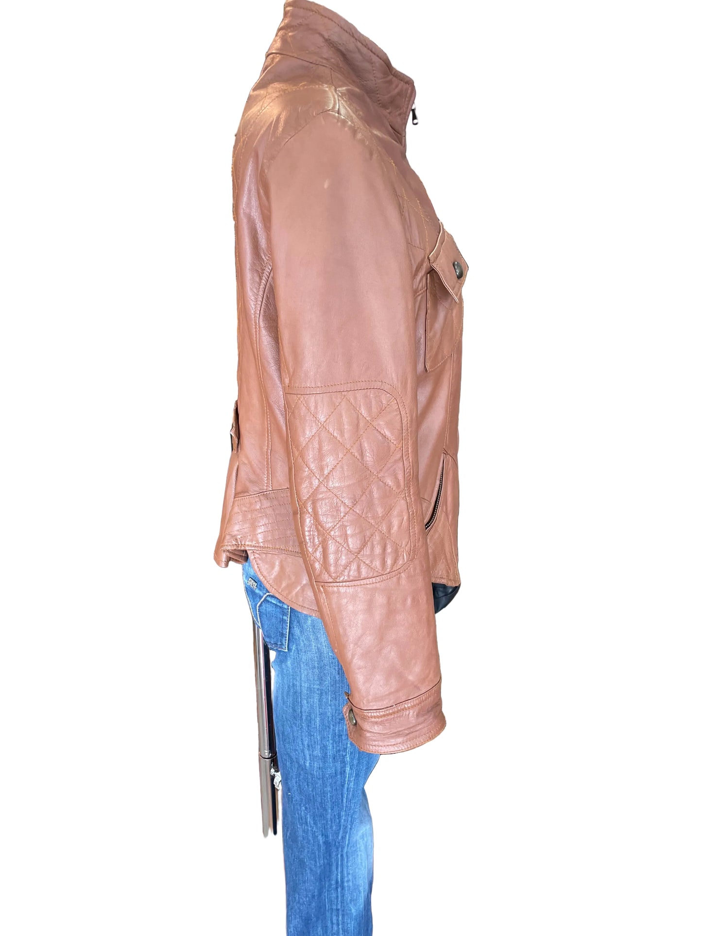 ♻️Brun Italiensk skinnjakke strl XL(liten i strl) fra Glam Vera Pelle