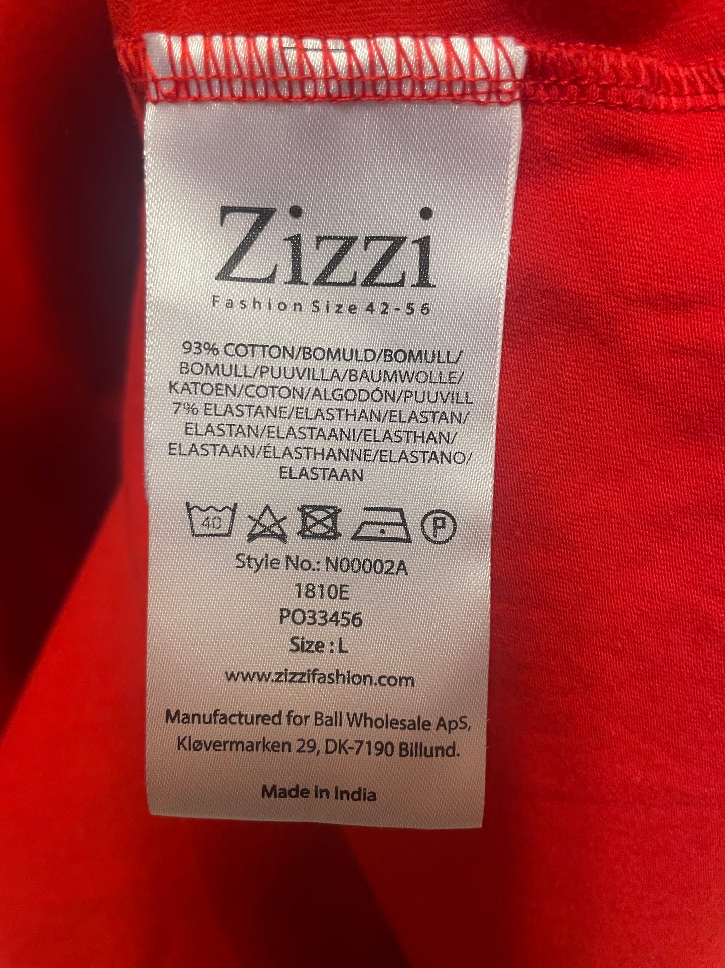 ♻️Rød plussize T-skjorte fra Zizzi strl L 93% bomull