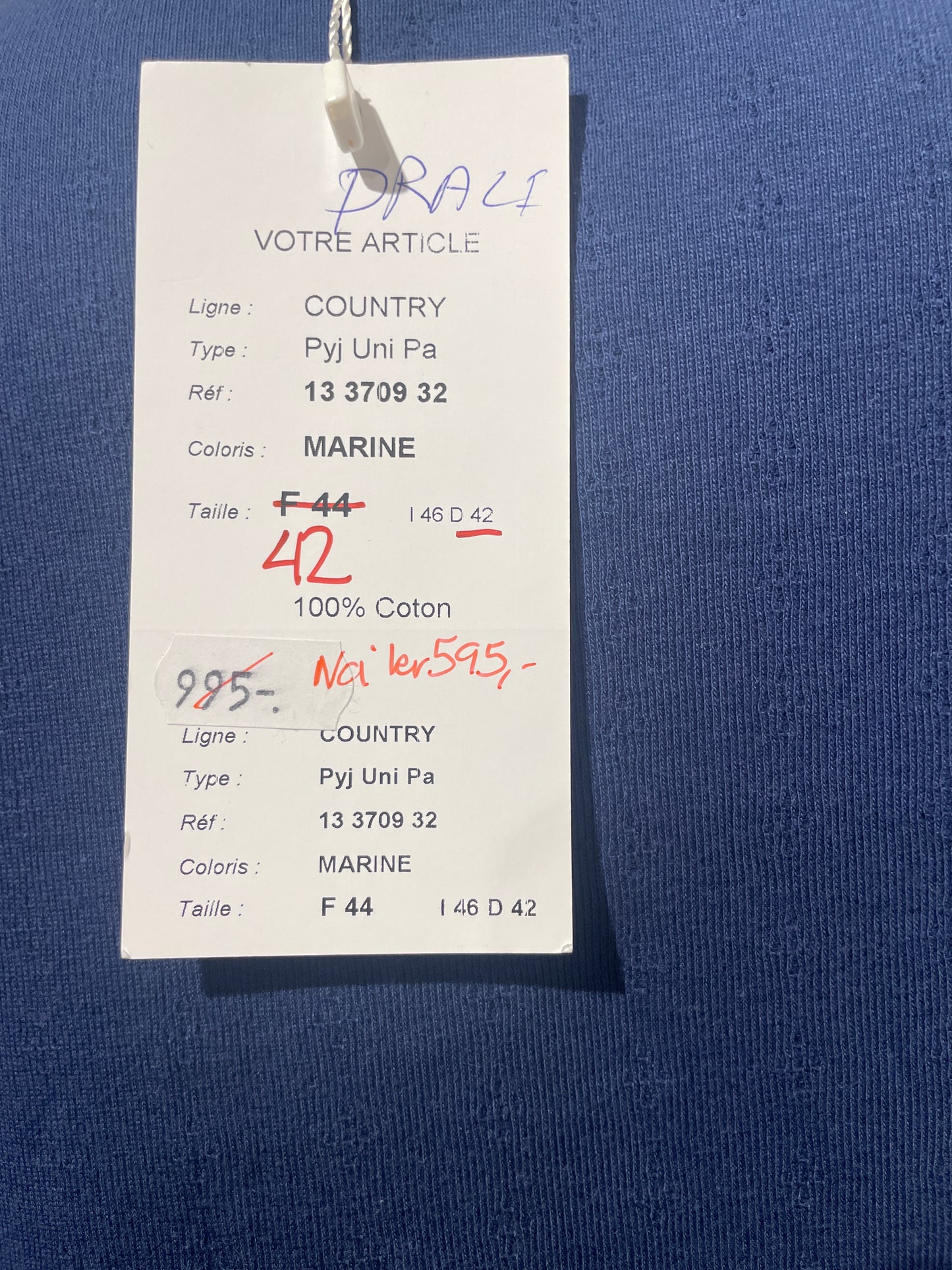 🆕 pysjamas blå todelt fra Regence. Str 42. 100% bomull. Ny med merkelappen på fra nedlagt butikk!