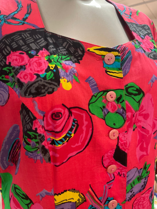 ♻️ Vintage Betty Barclay kjole. 100% bomull! Str 44. Tilstand: Brukt – normal slitasje, ingen hull eller større merker