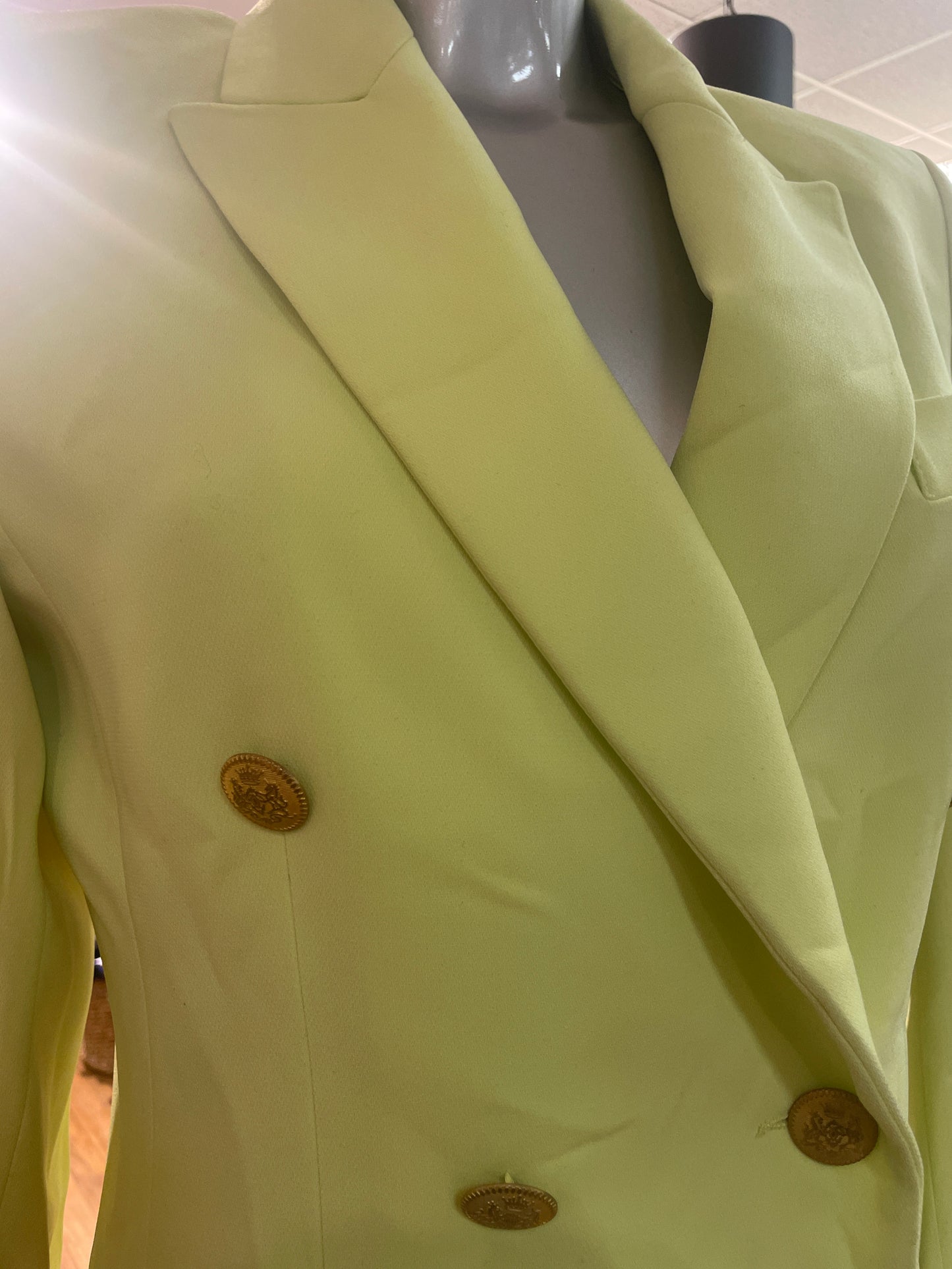 🆕 Vintage gul/grønn blazer! Str 38. Tilstand: ubrukt fra nedlagt butikk!