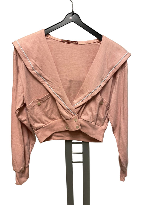 ♻️Vintage kort jakke. Rosa med krage ca strl M. 50% bomull