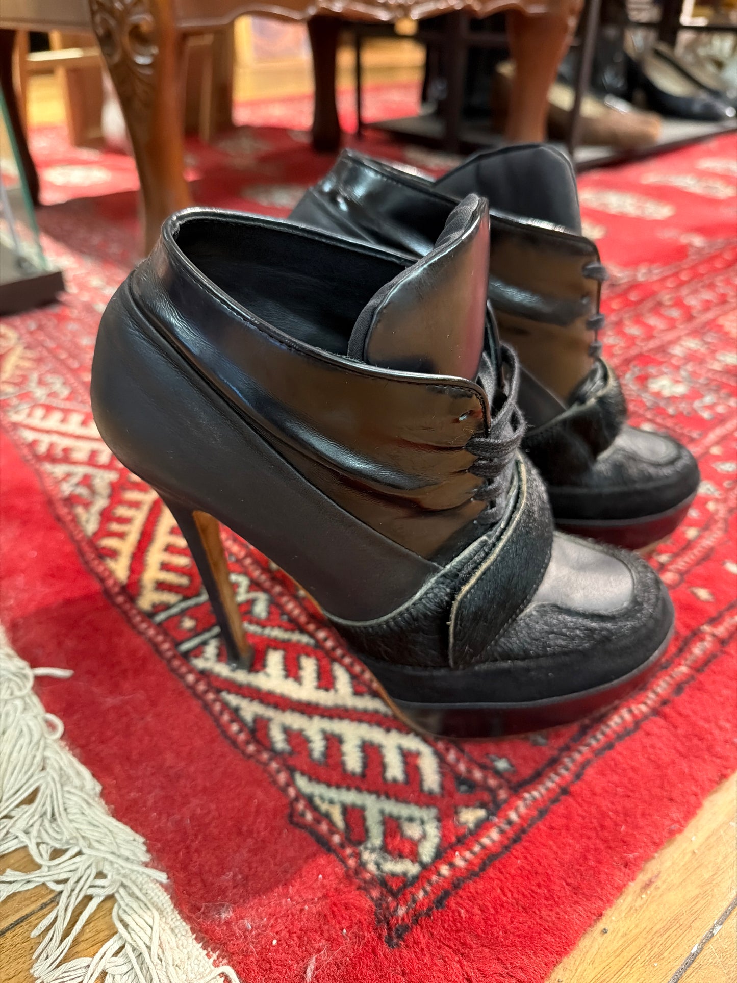 ♻️Acne studio svarte leather lace jo boots pumps Strl 38. Veldig fin stand på hele skoen utenom under