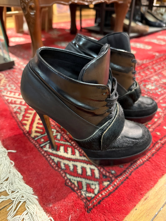 ♻️Acne studio svarte leather lace jo boots pumps Strl 38. Veldig fin stand på hele skoen utenom under