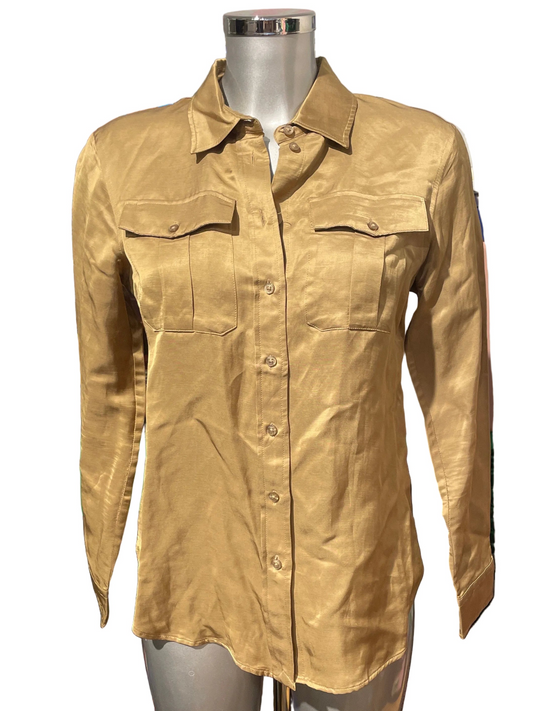 ♻️Second Hand Ralph Lauren bluse skjorte i brun skimmer. Str S. Tilstand;Veldig god, ingen hull, flekker eller synlig slitasje