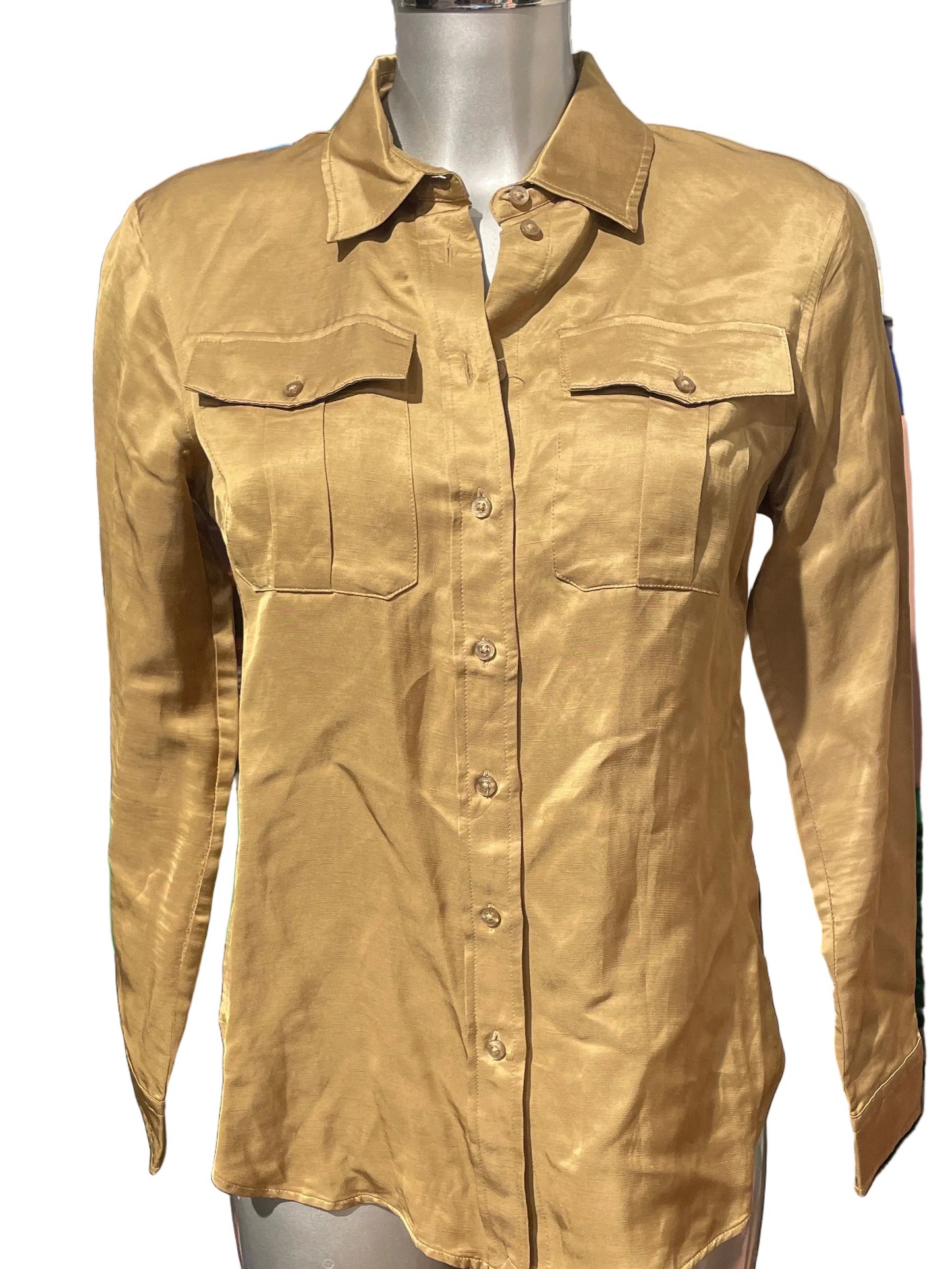 ♻️Second Hand Ralph Lauren bluse skjorte i brun skimmer. Str S. Tilstand;Veldig god, ingen hull, flekker eller synlig slitasje