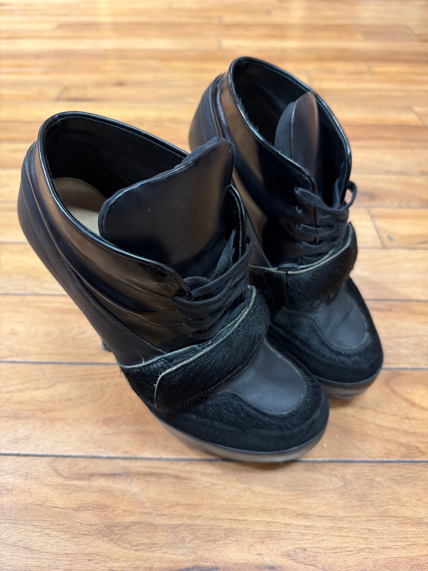 ♻️Acne studio svarte leather lace jo boots pumps Strl 38. Veldig fin stand på hele skoen utenom under