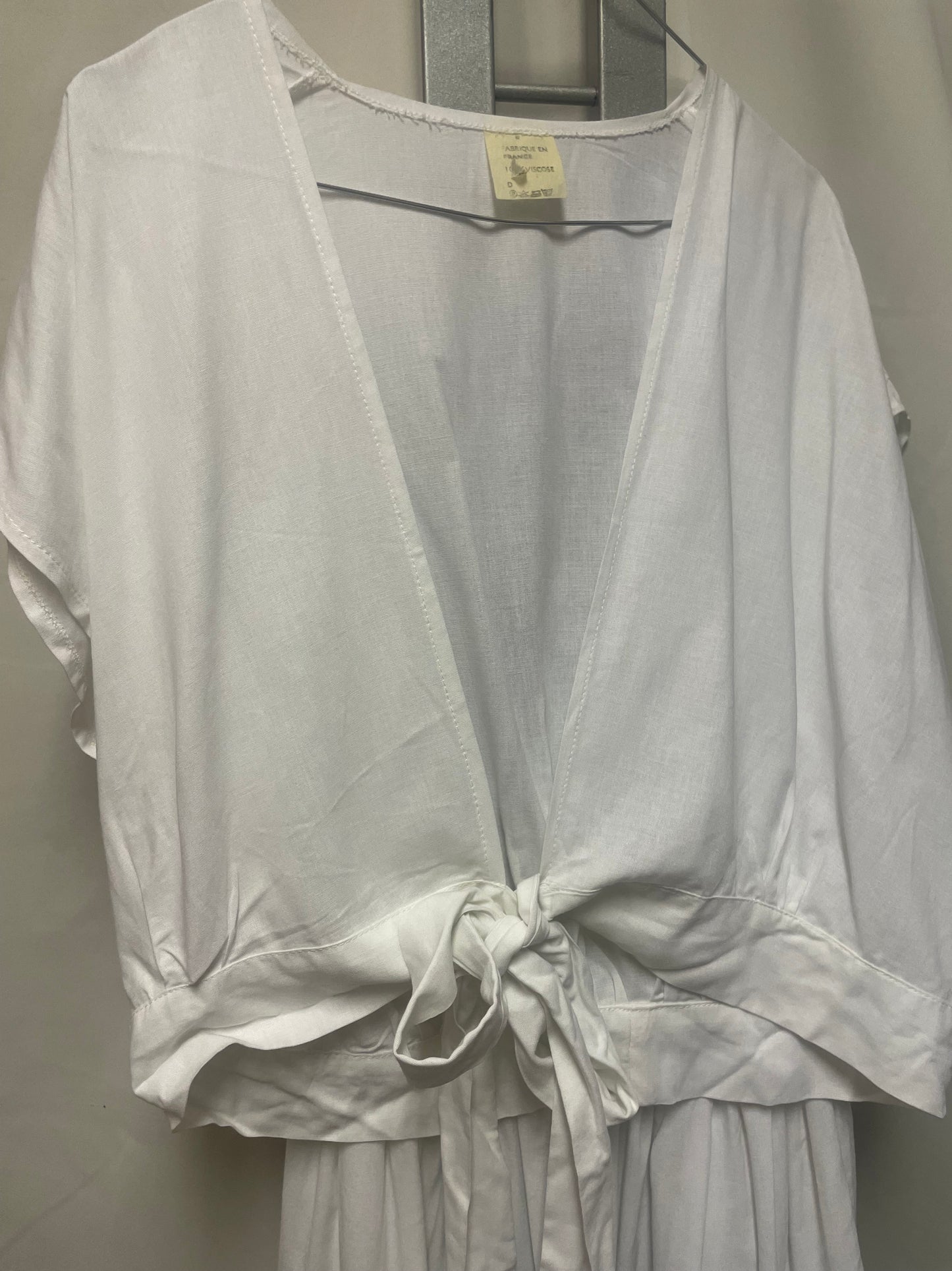 🆕ubrukt vintage sommersett med skjørt og knytebluse i hvit strl S