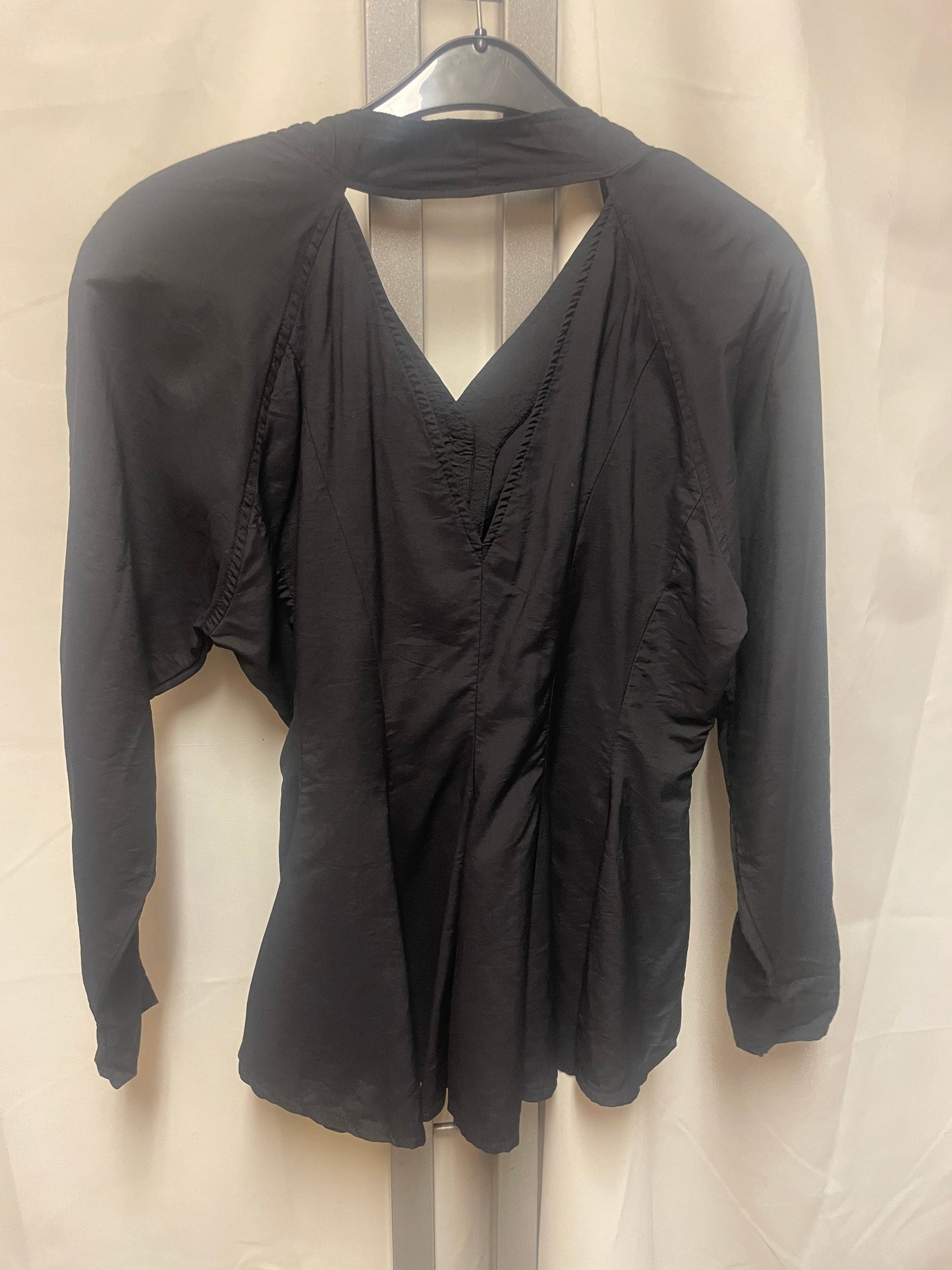 Vintage bluse med skulderpute 70% lin strl 44