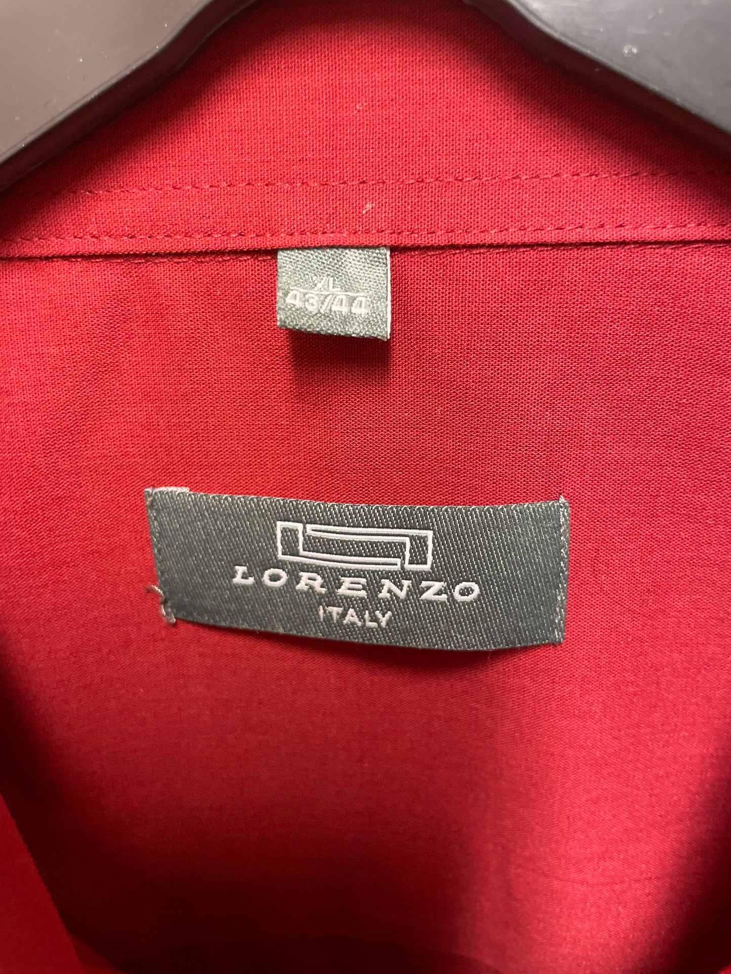 🆕rød herreskjorte str L og XL fra Lorenzo 60% bomull