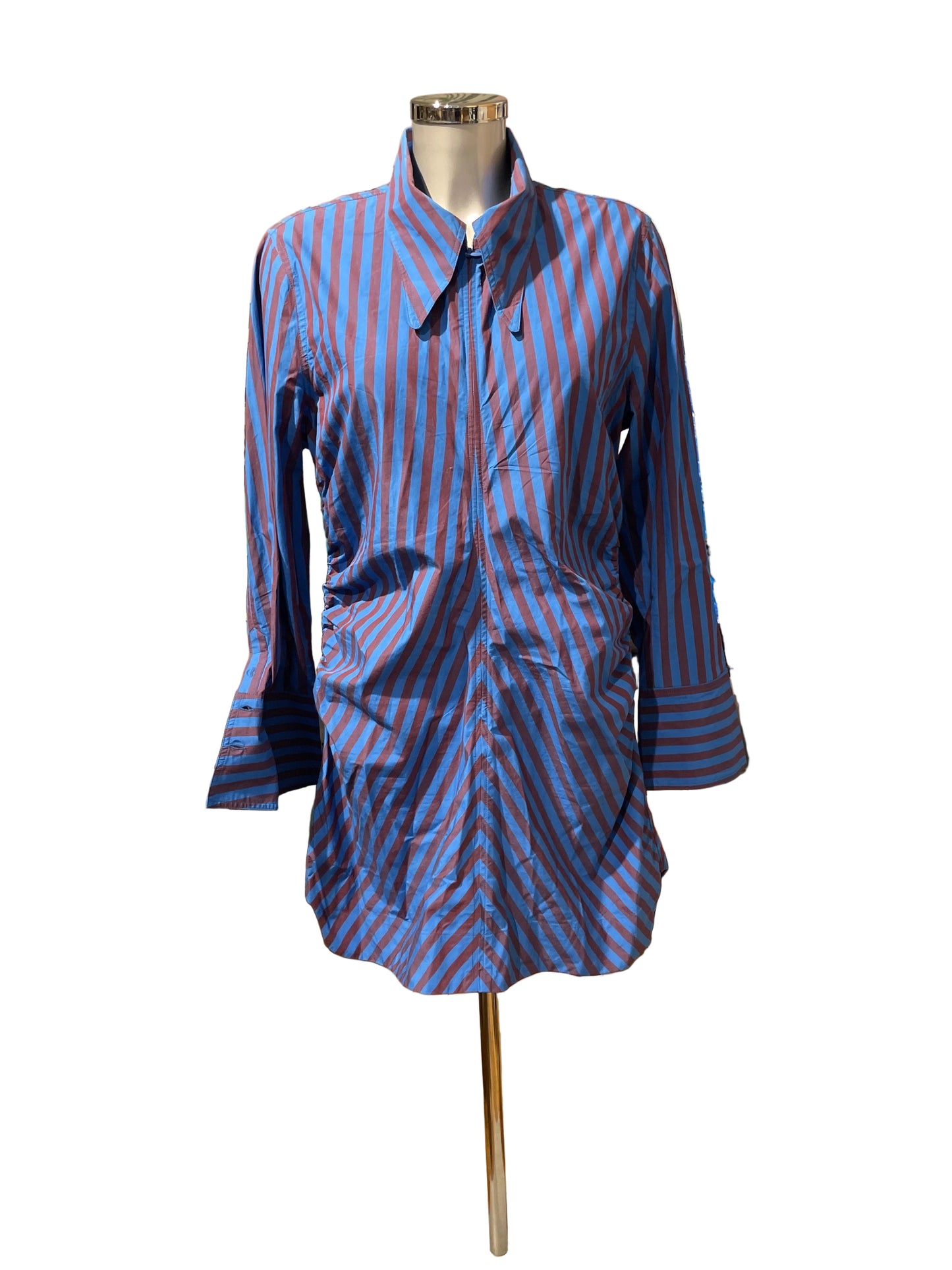 ♻️GANNI kjole- blå/vinrøde striper, ca str 42-Tilstand:Veldig god – ingen hull, flekker eller synlig slitasje