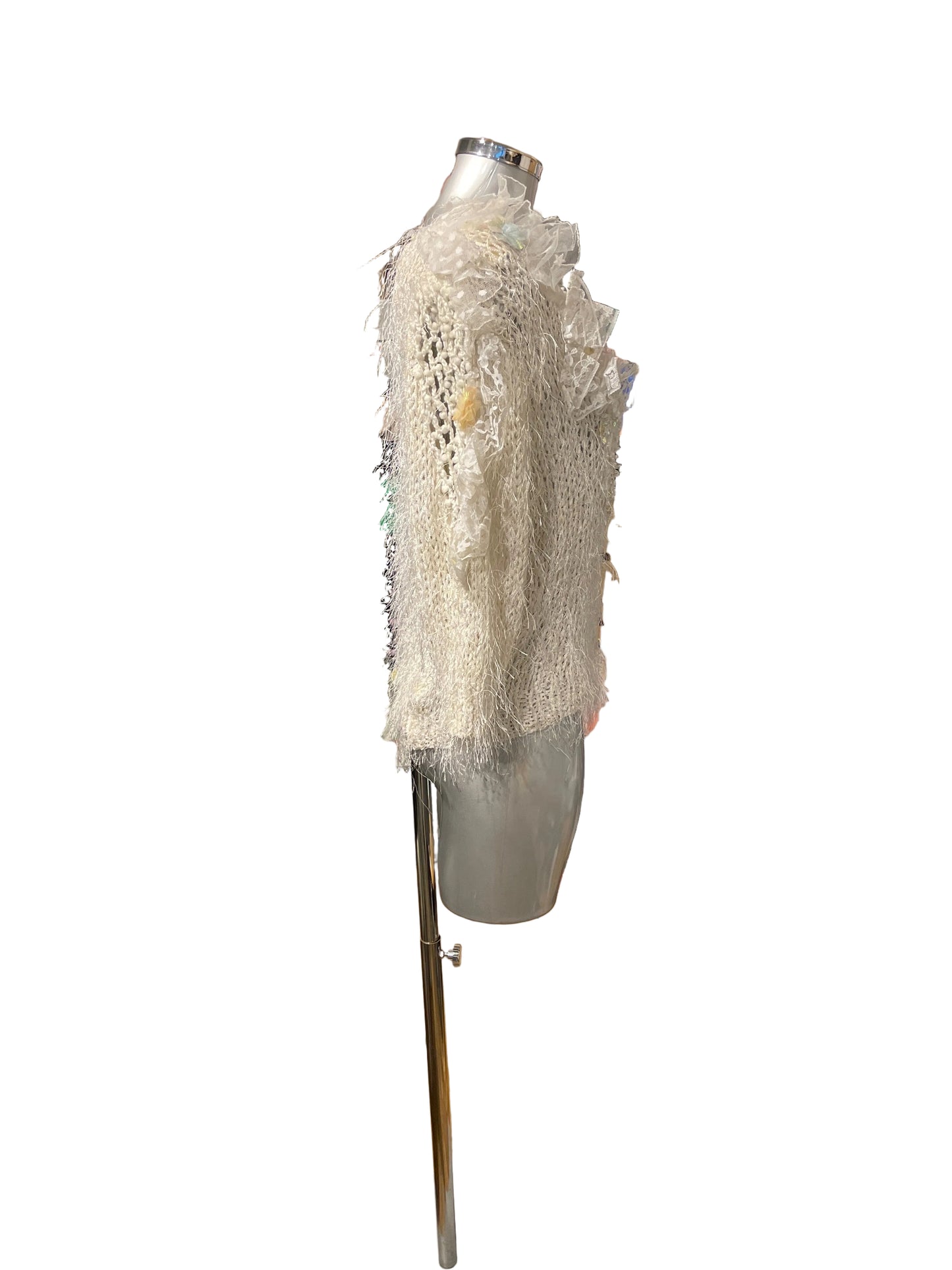 🆕Vintage Sara Miller genser- hvit med nydelige detaljer- ca str M(onesize)