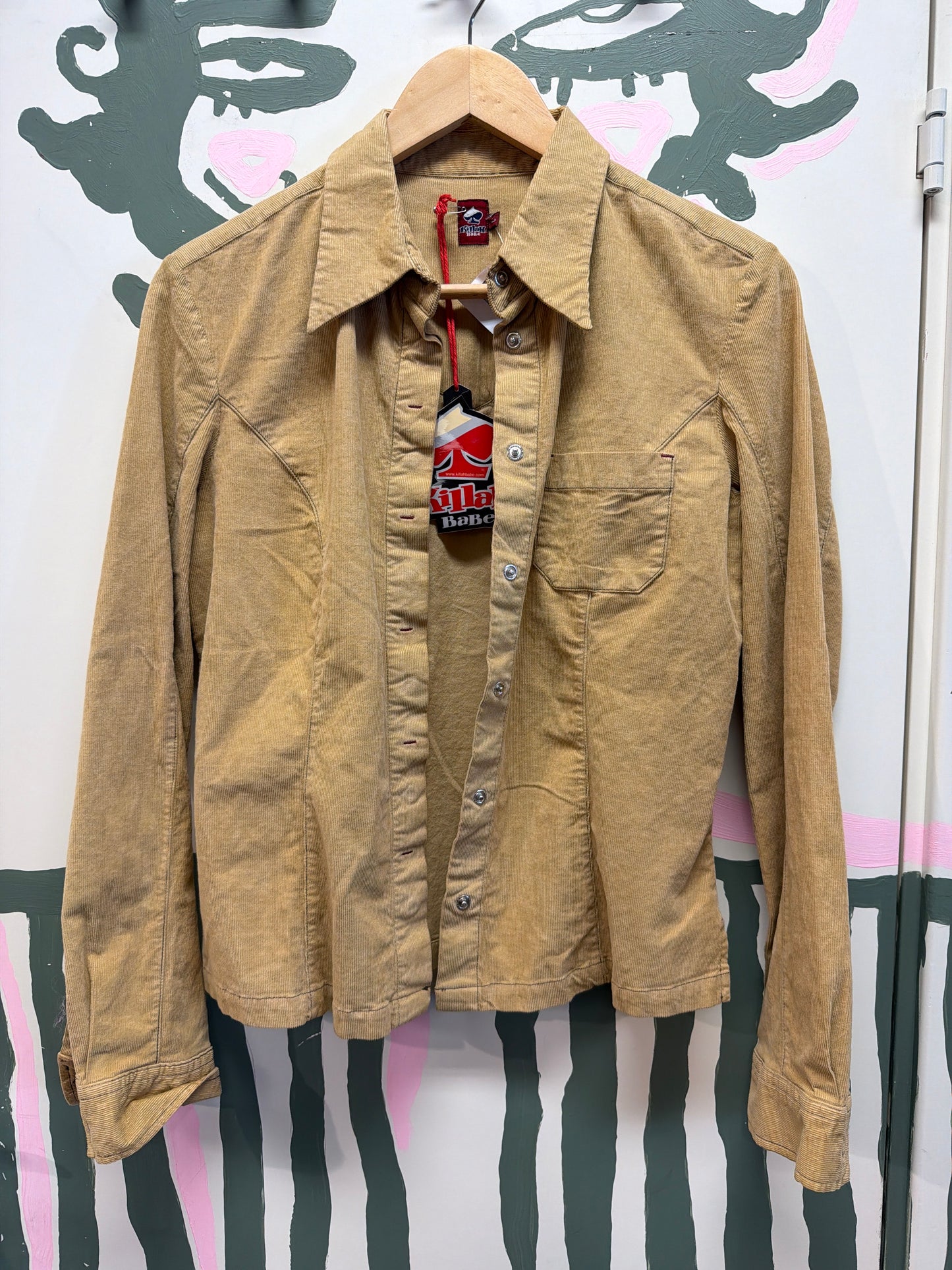 🆕 Killah Babe skjorte i beige/brun. Strl L. Ny med tag på men vintage. 2000 talls Y2K