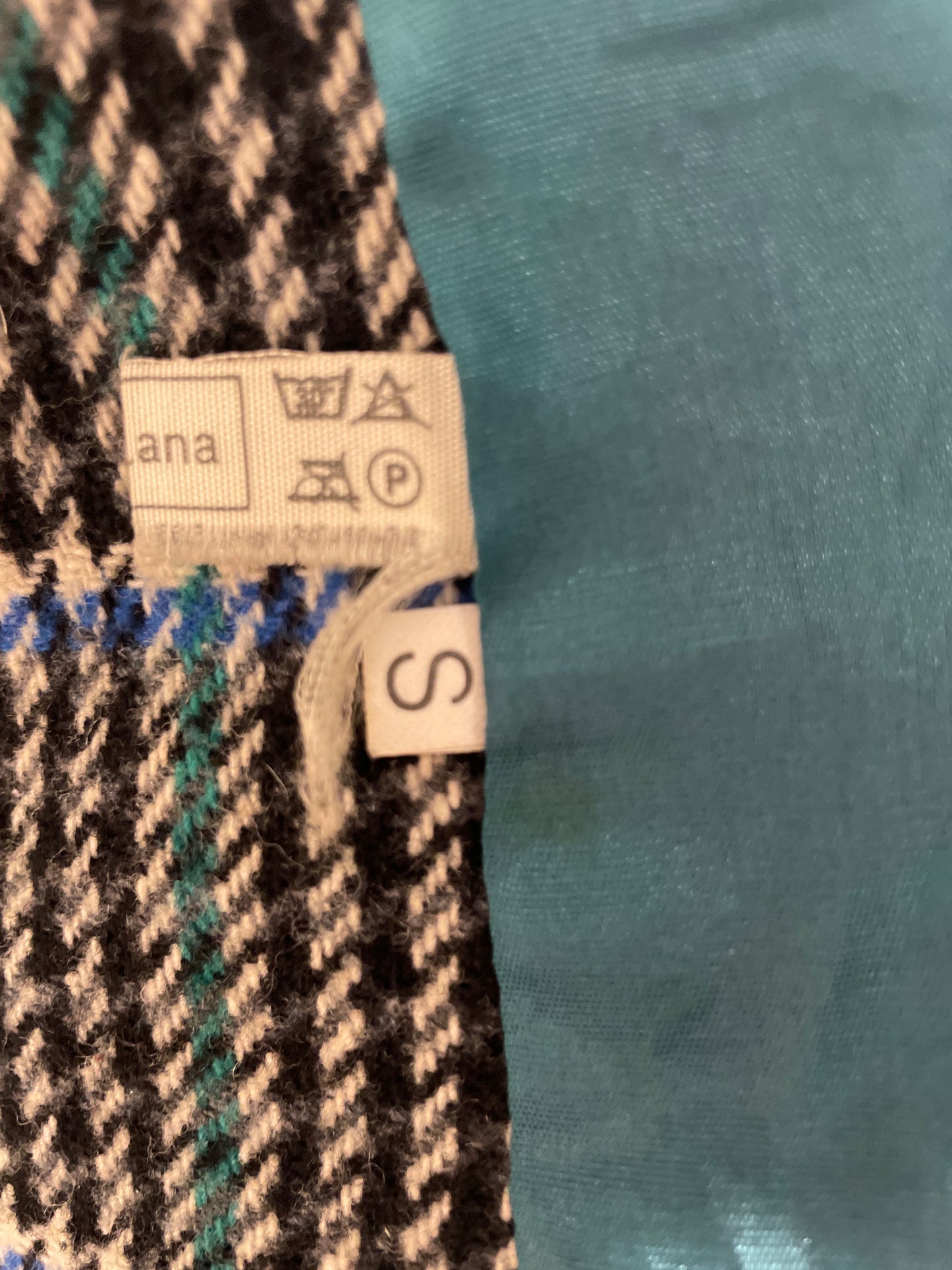 ♻️ Vintage tweed blazer-blå, grå, svart og hvit. Str S. Tilstand: veldig god; ingen hull, flekker eller synlig slitasje