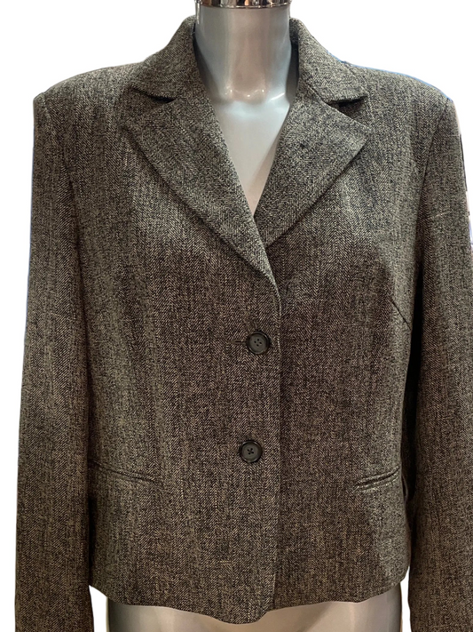 ♻️ Vintage gråmelert blazer fra Bernardi! Str 48(liten i str)! tilstand: Brukt – normal slitasje, ingen hull eller større merker