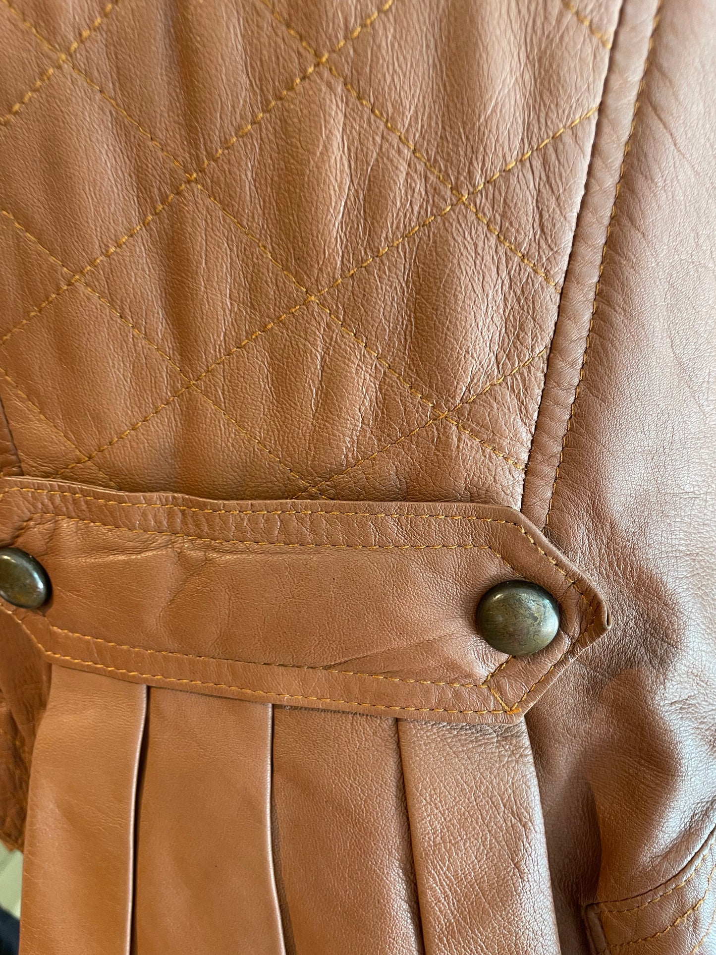 ♻️Brun Italiensk skinnjakke strl XL(liten i strl) fra Glam Vera Pelle