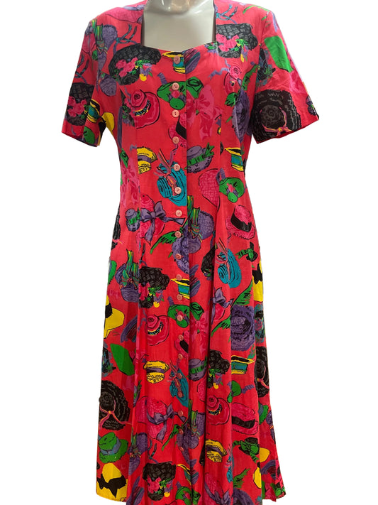 ♻️ Vintage Betty Barclay kjole. 100% bomull! Str 44. Tilstand: Brukt – normal slitasje, ingen hull eller større merker