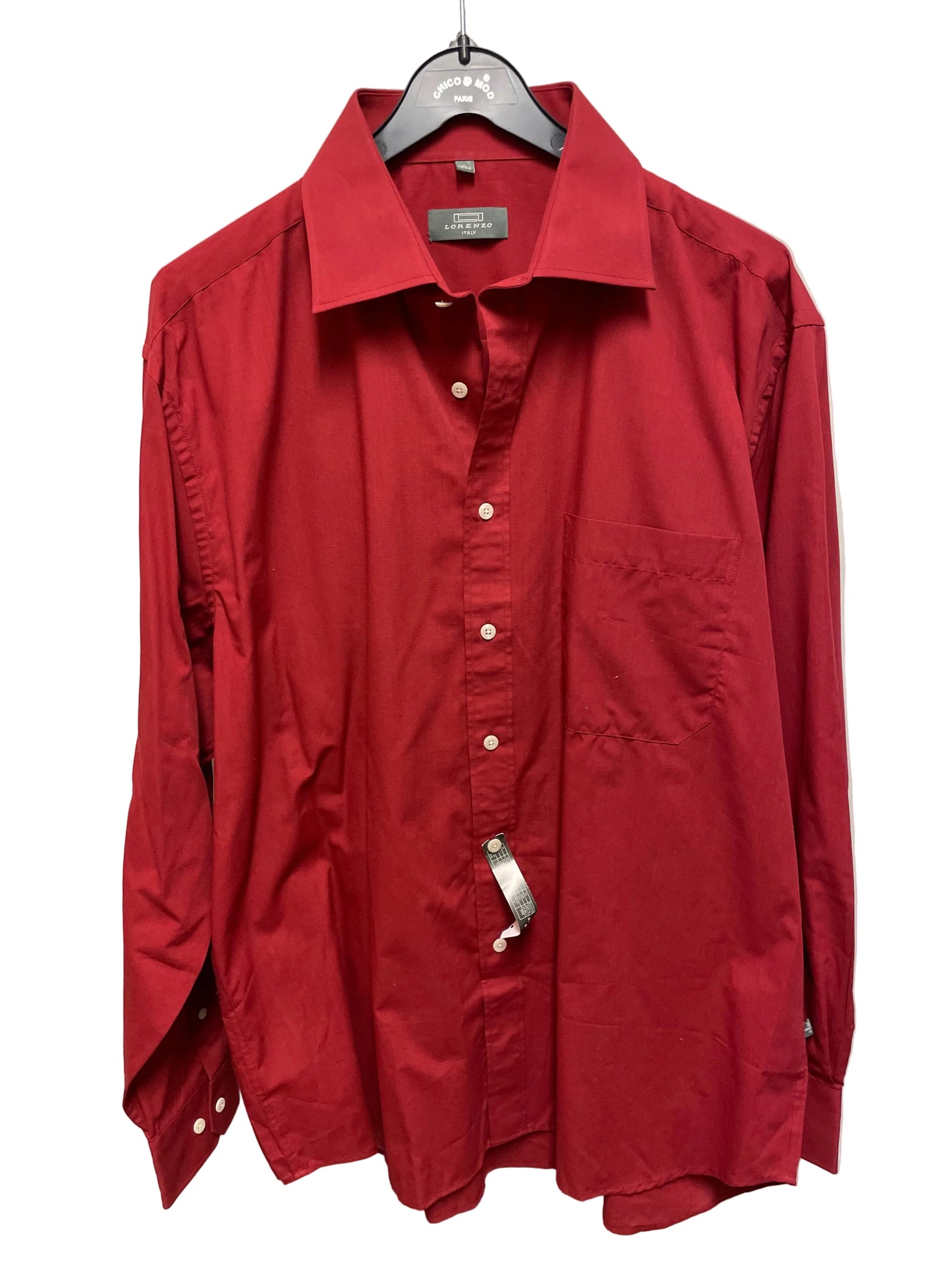 🆕rød herreskjorte str L og XL fra Lorenzo 60% bomull