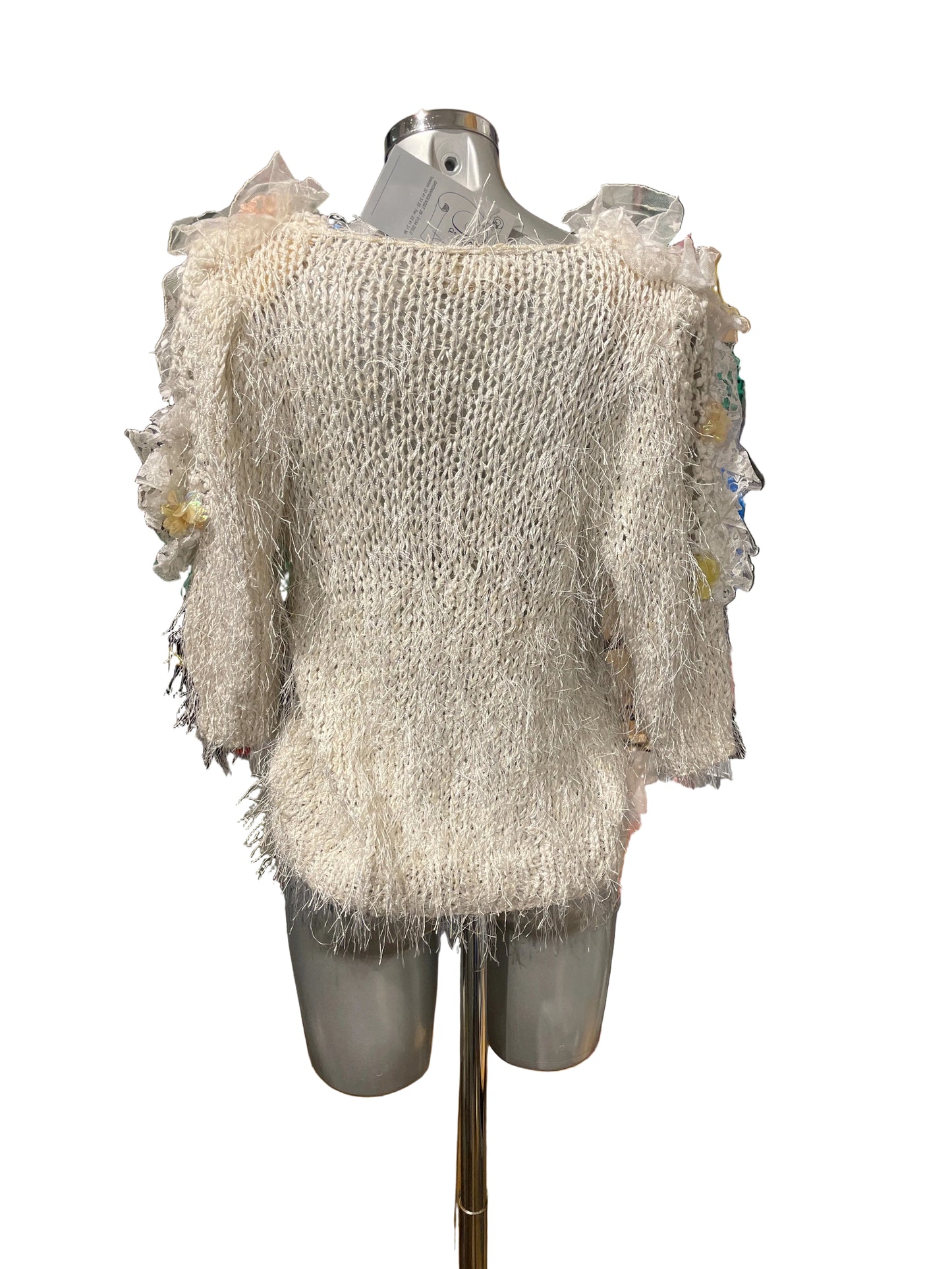 🆕Vintage Sara Miller genser- hvit med nydelige detaljer- ca str M(onesize)