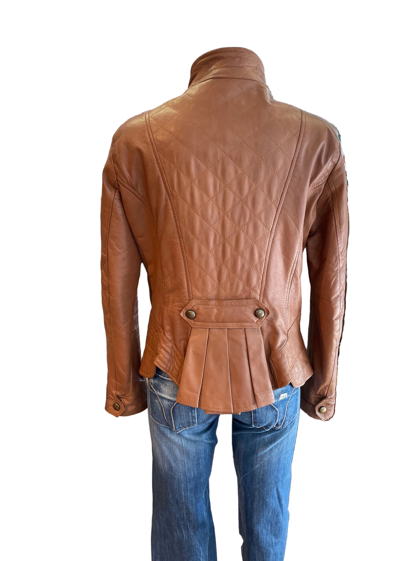 ♻️Brun Italiensk skinnjakke strl XL(liten i strl) fra Glam Vera Pelle