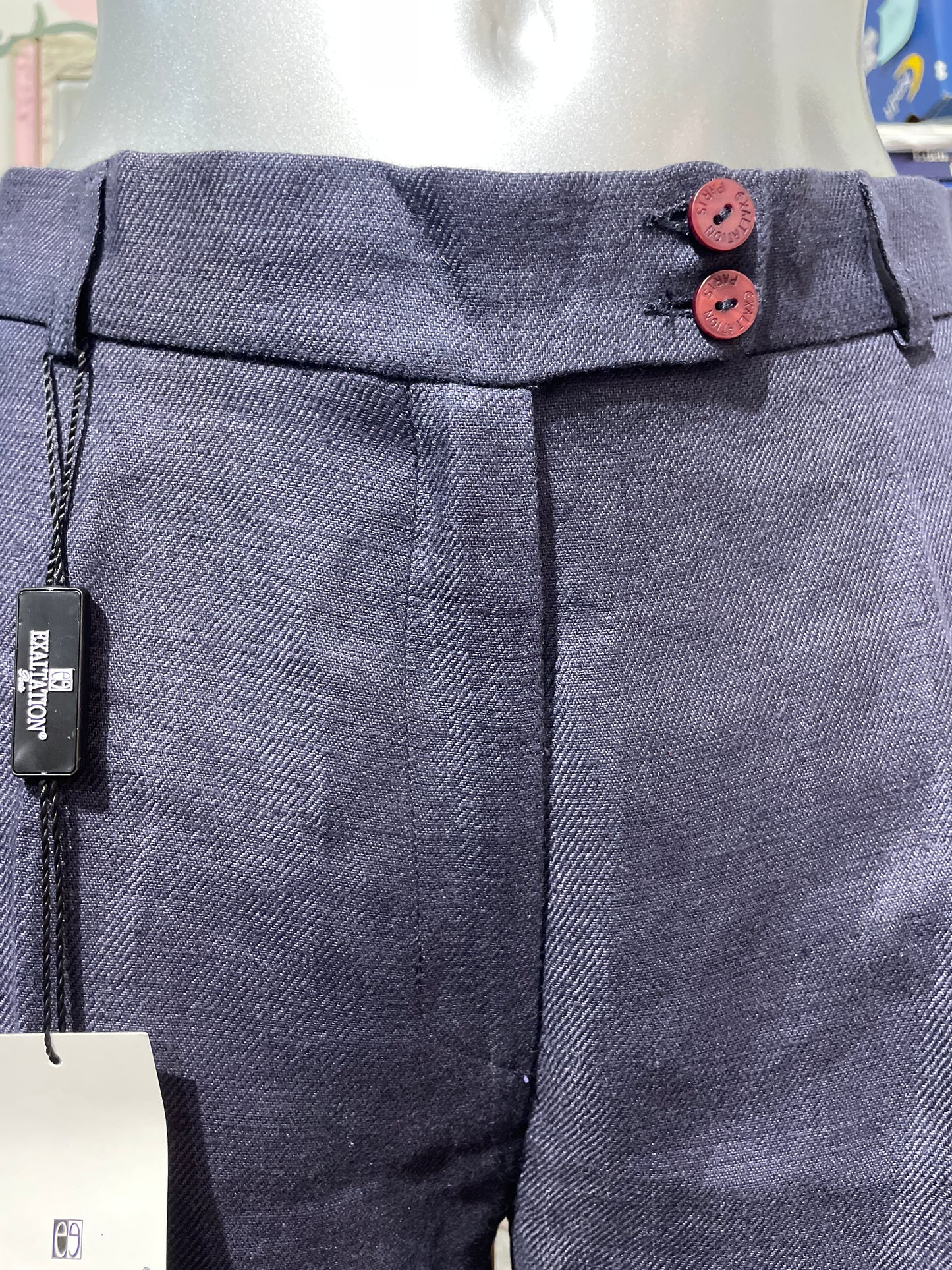 🆕 Blå ubrukt Vintage linbukse. Str 40. Fra nedlagt butikk!