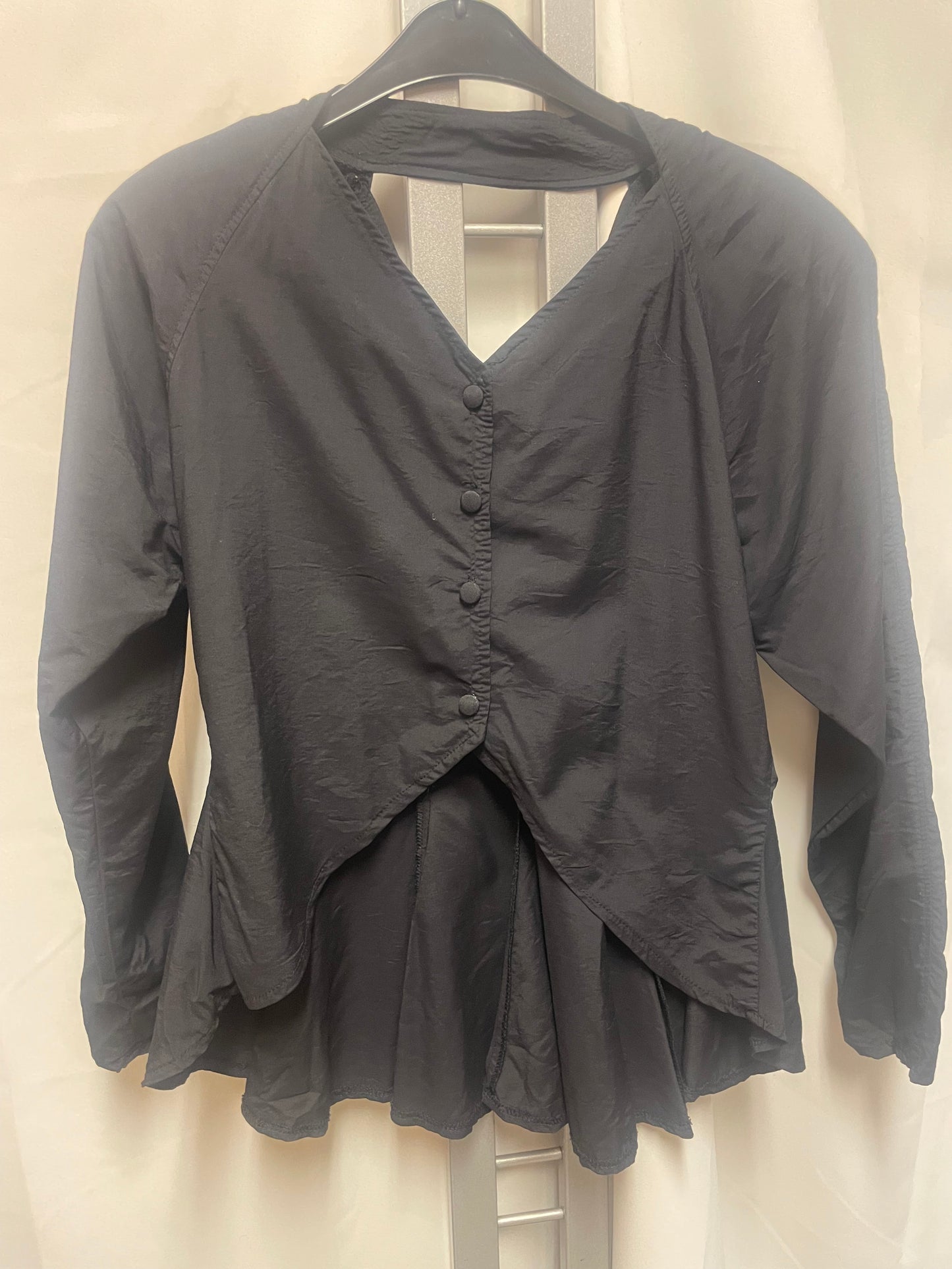 Vintage bluse med skulderpute 70% lin strl 44