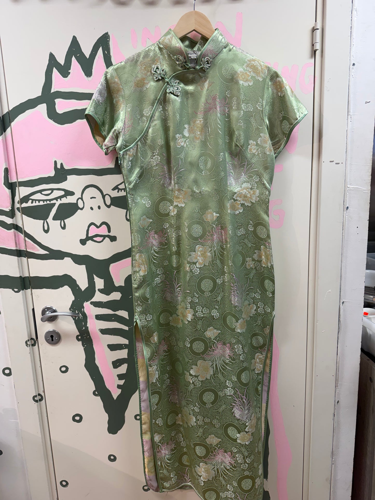 Vintage kjole i orientalsk stil strl 38 fra Whitby, grønn