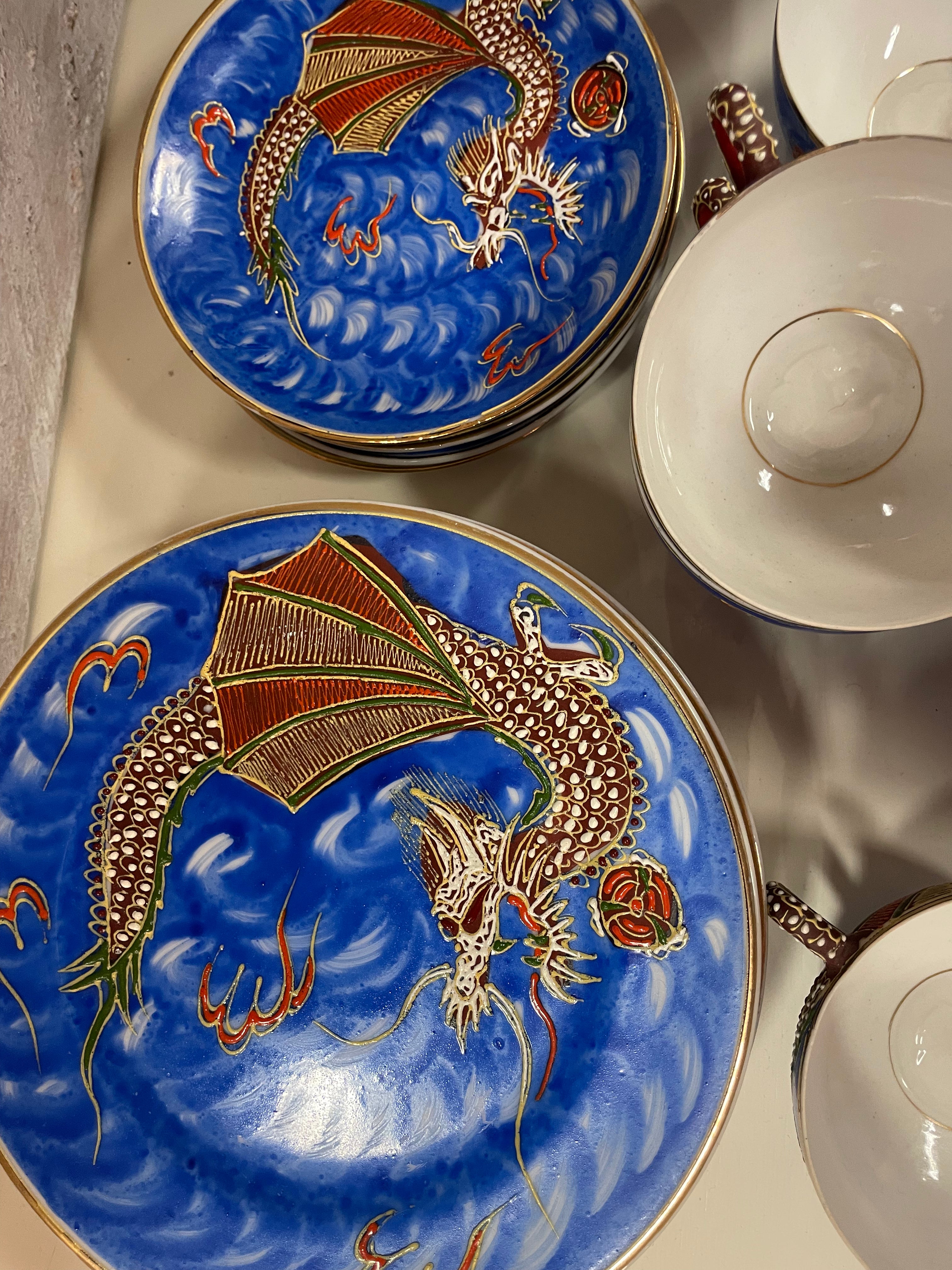 Kutani dragon tea-set