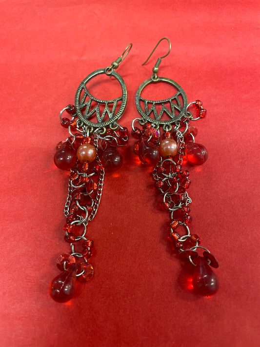 🆕Røde håndlaga øredobber! Tilstand: Nye, ubrukte!